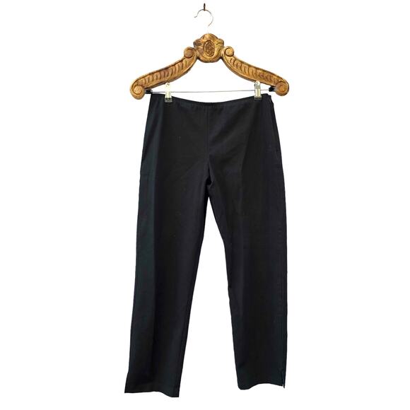 Eileen Fisher Pants Black Organic Cotton Stretch Straight Leg Small - Picture 1 of 7